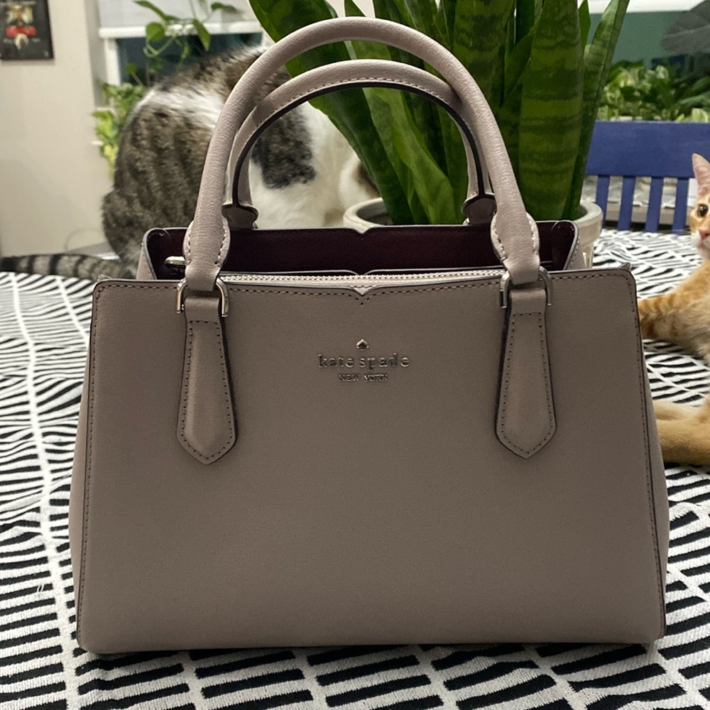 Kate Spade Small Triple Compartment Satchel in Muted Taupe NWT